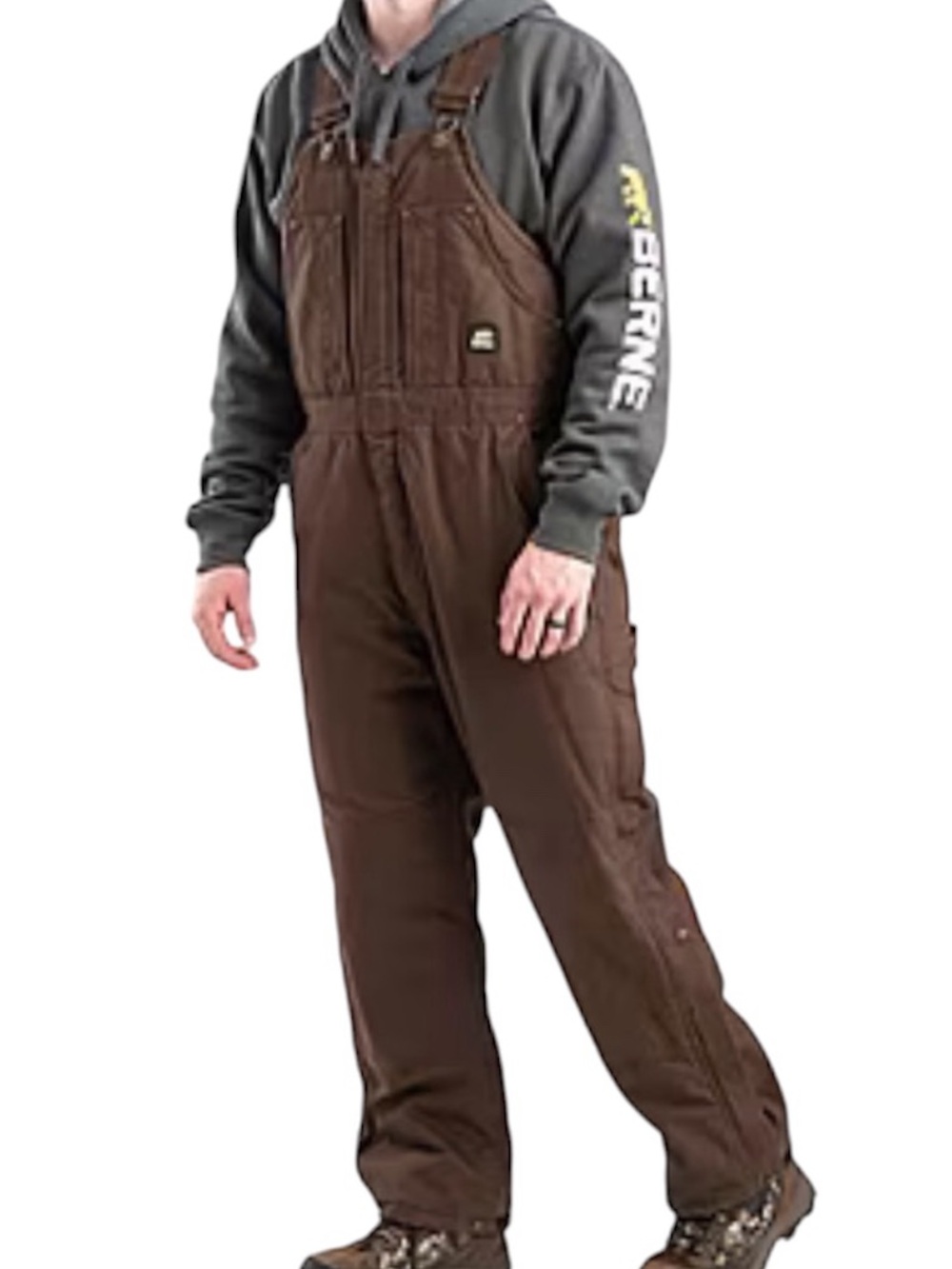 Berne Highland Washed Insulated Overalls Brown Sz Large Workwear Duck Canvas
